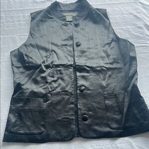 Black Sleeveless Button-Up Vest